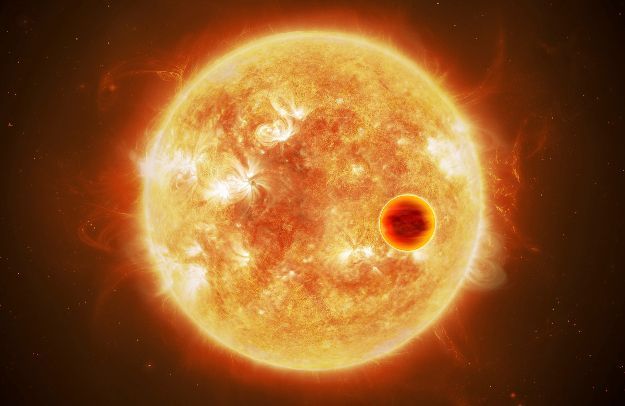 Illustration exoplanet around star.