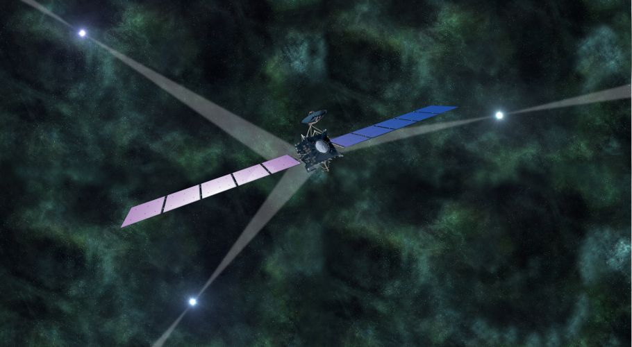 Artist’s impression of deep space navigation with pulsars. Credits: ESA. Compilation: Max Planck Institute for Extraterrestrial Physics (MPE)