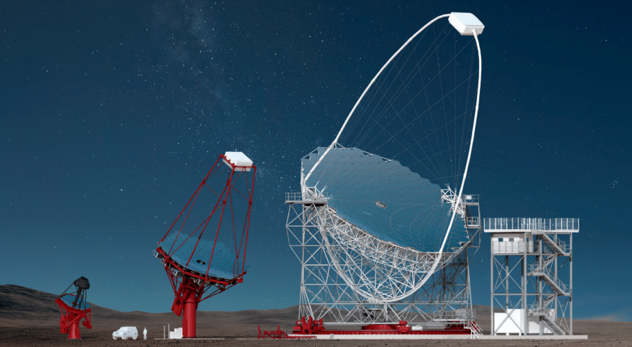 Artistic view of the CTAO telescopes. Credits: Gabriel Pérez Diaz (IAC): 