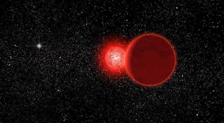 Artist's conception of Scholz's star, and its brown dwarf companion (foreground), during a flyby of our solar system some 70,000 years ago. Credits: Michael Osadciw/University of Rochester