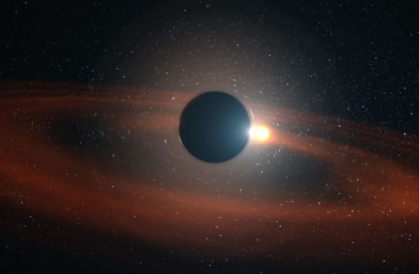 Recreació de l'esclat, identificat com a CSS161010, en què un petit forat negre engoleix una estrella. Crèdits: Gabriel Pérez (IAC)