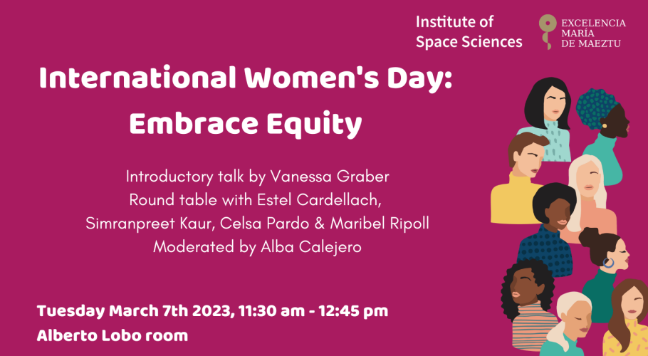 Promotional poster of a round table organised on the occasion of the International Women's Day.