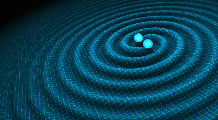 An artist’s impression of gravitational waves generated by binary neutron stars. Credits: R. Hurt/Caltech-JPL.