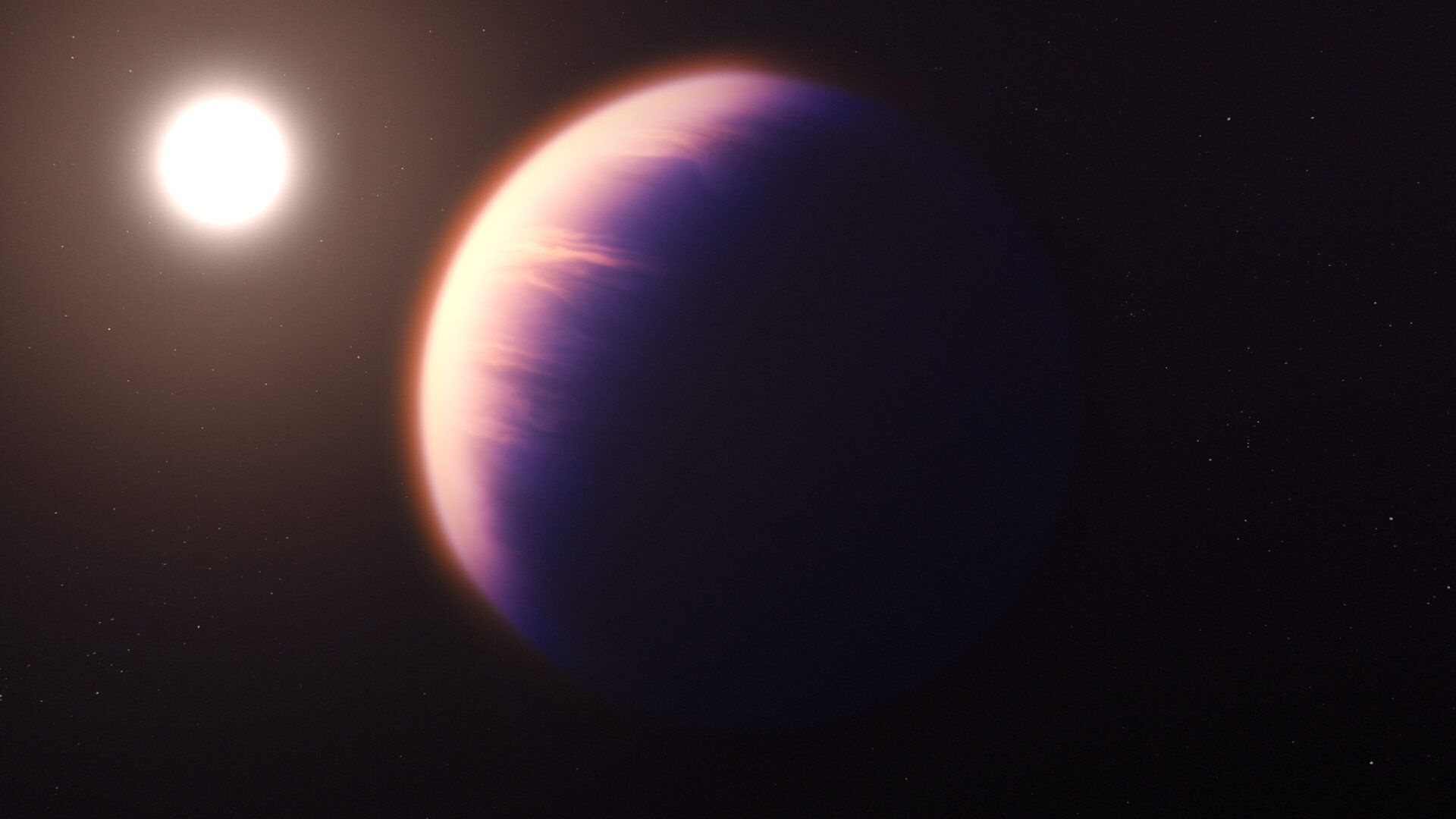Artist´s impression of exoplanet WASP-39b and its star