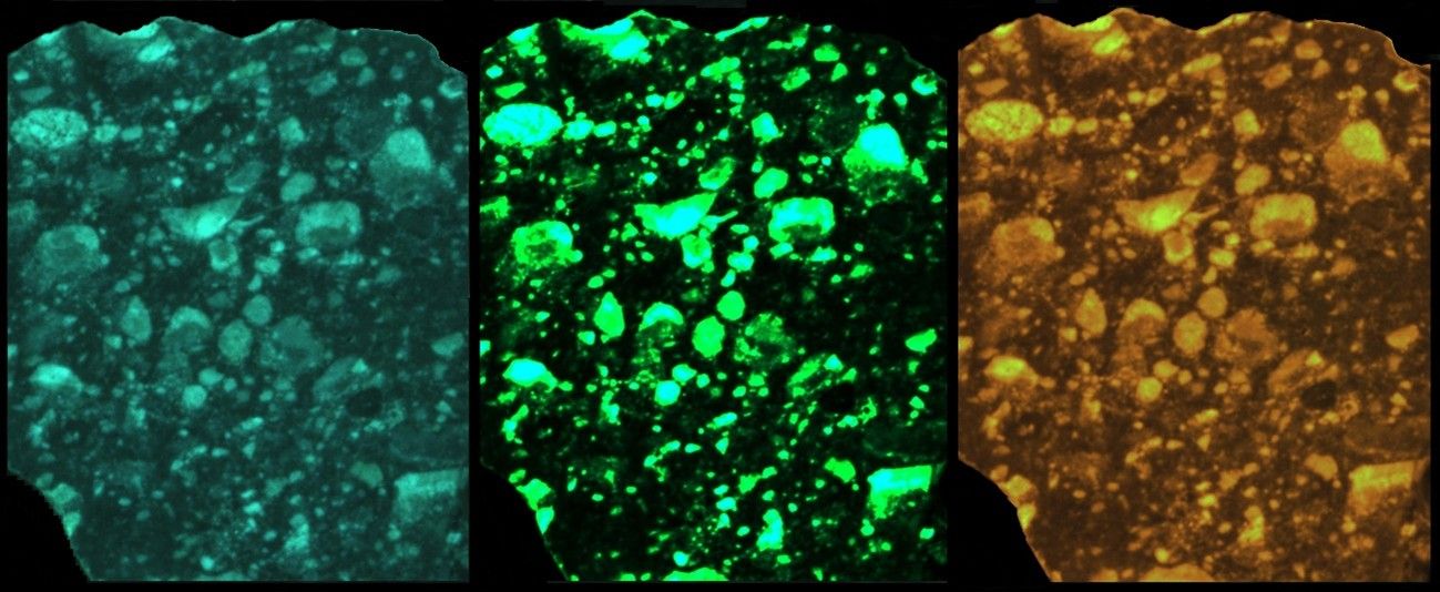 Multiband imagery of a Lunar breccia rock at ICE-CSIC Meteorite and Sample Return clean lab.