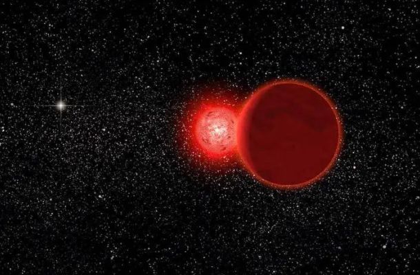 Artist's conception of Scholz's star, and its brown dwarf companion (foreground), during a flyby of our solar system some 70,000 years ago. Credits: Michael Osadciw/University of Rochester