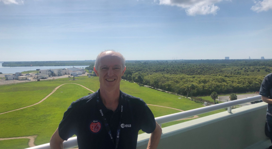 Researcher Francisco Castander at Cape Canaveral Space Force Station in Florida during the launch of the Euclid space mission on June 30, 2023.